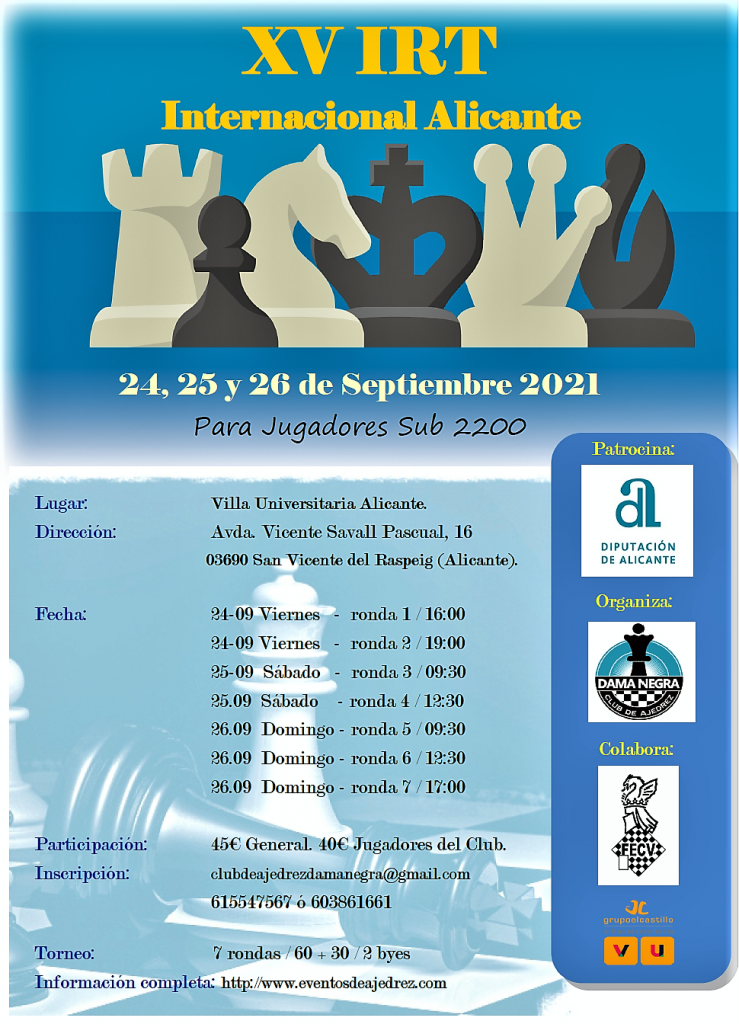 XV IRT Internacional Alicante - Para Jugadores Sub 2200 / 24, 25 y 26 ...